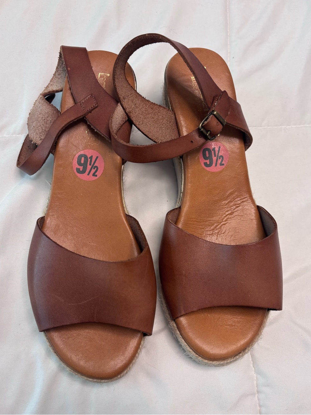 Women’s Brown Leather Ankle-Strap Sandals - Adjustable Buckle